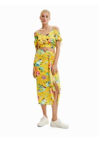 Desigual Spódnica midi 23SWFW19 Żółty Regular Fit. Kolor: żółty #5