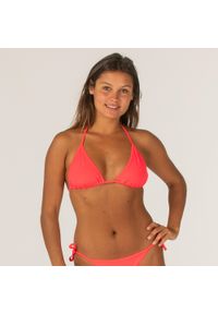 OLAIAN - Góra kostiumu kąpielowego surfingowego damska Olaian Mae. Kolor: wielokolorowy, czerwony, różowy. Materiał: elastan, poliester, materiał