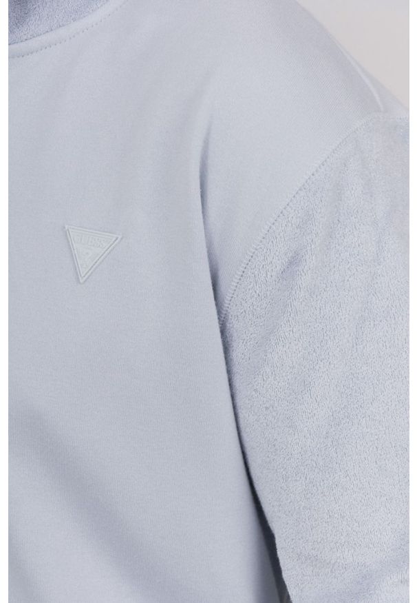 Guess - GUESS Błękitna bluza męska z kapturem z frotte. Typ kołnierza: kaptur. Kolor: niebieski