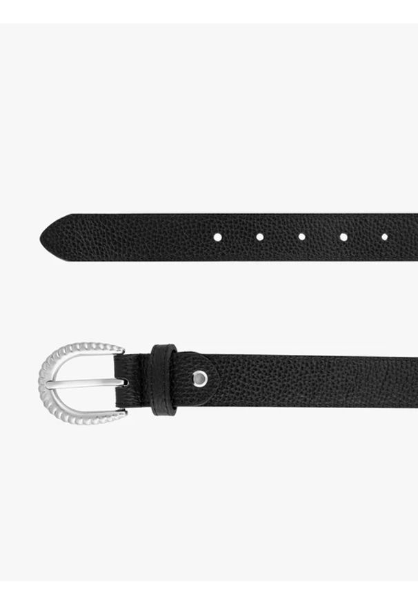 Ryłko - Czarny pasek ze skóry licowej. Kolor: czarny. Materiał: skóra