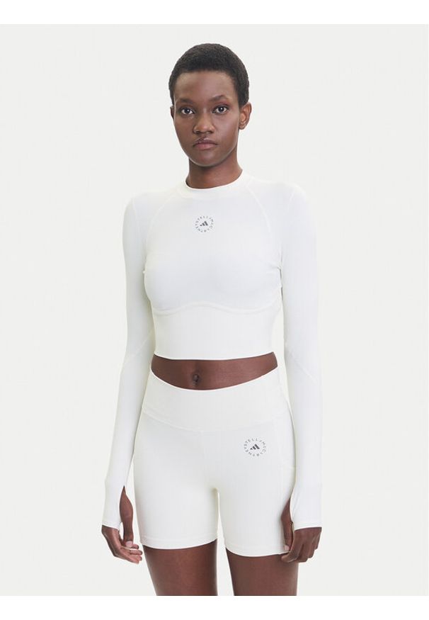 Adidas by Stella McCartney - adidas by Stella McCartney Koszulka techniczna Training JM1403 Beżowy Slim Fit. Kolor: beżowy. Materiał: syntetyk