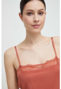 Calvin Klein Underwear top piżamowy kolor pomarańczowy. Kolor: pomarańczowy. Materiał: dzianina, koronka #2