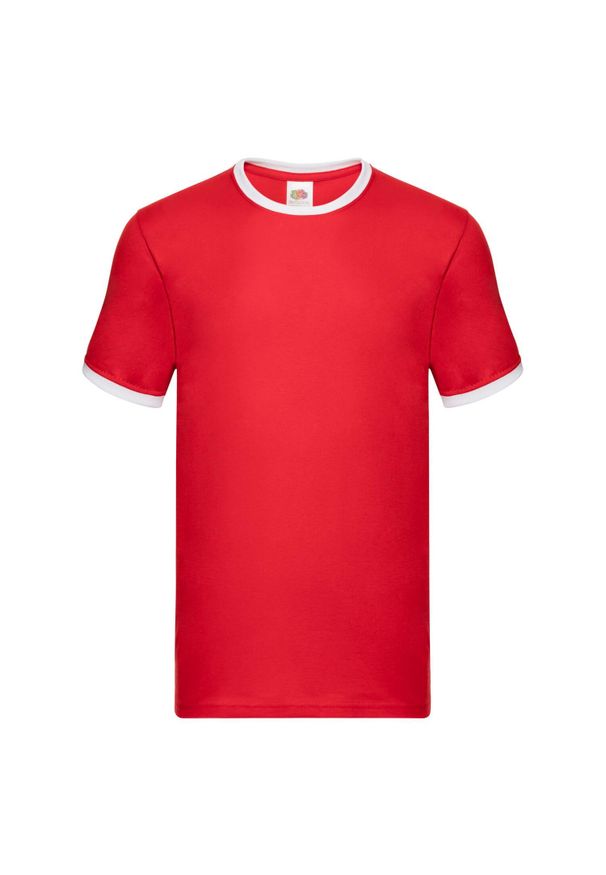 FRUIT OF THE LOOM - T-shirt Męski Ringer. Kolor: biały, czerwony, wielokolorowy