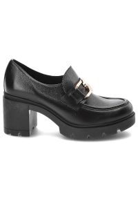 Czarne Półbuty Lemar Damskie Wygodne Obuwie. Okazja: do pracy. Zapięcie: klamry. Kolor: czarny. Materiał: skóra. Obcas: na obcasie. Styl: elegancki. Wysokość obcasa: średni #3