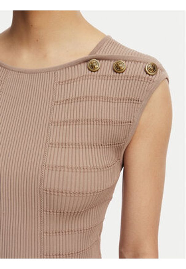 Guess Bluzka W5YR12 Z0130 Brązowy Regular Fit. Kolor: brązowy. Materiał: syntetyk