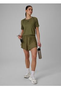 4f - 4F Spodenki treningowe szybkoschnące damskie - oliwkowe XL. Stan: podwyższony. Kolor: oliwkowy, brązowy, wielokolorowy. Materiał: włókno #1