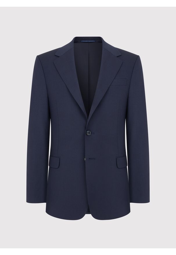 Pako Lorente - PAKO LORENTE – Wełniana marynarka garniturowa w kolorze granatowym. Okazja: na spotkanie biznesowe. Kolor: niebieski. Materiał: wełna. Wzór: gładki. Styl: biznesowy