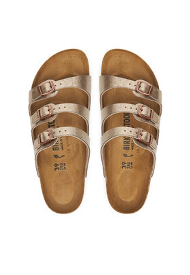 Birkenstock Klapki Florida 1030352 Złoty. Kolor: złoty. Materiał: skóra
