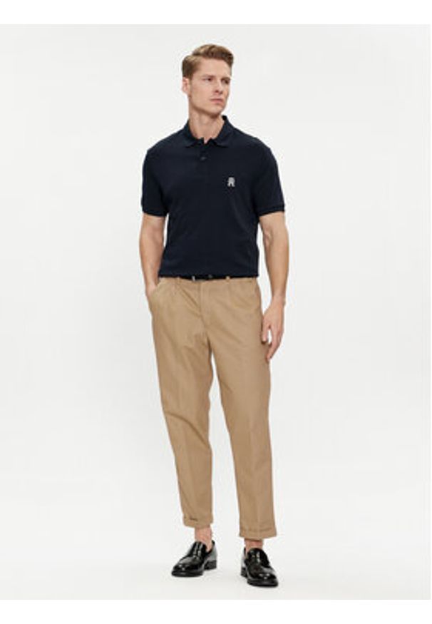 TOMMY HILFIGER - Tommy Hilfiger Polo Interlock MW0MW34783 Granatowy Regular Fit. Typ kołnierza: polo. Kolor: niebieski. Materiał: bawełna