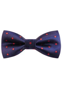 Modini - Granatowa mucha w czerwone kropki C9. Kolor: wielokolorowy, czerwony, niebieski. Materiał: poliester, tkanina. Wzór: kropki. Styl: elegancki #1