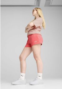 Puma - Damskie szorty z małym logo No. 1 ESS 4'' PUMA Peach Frost Red. Kolor: czerwony