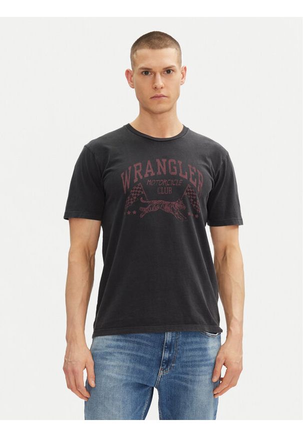 Wrangler T-Shirt 205921 Czarny Regular Fit. Kolor: czarny. Materiał: bawełna