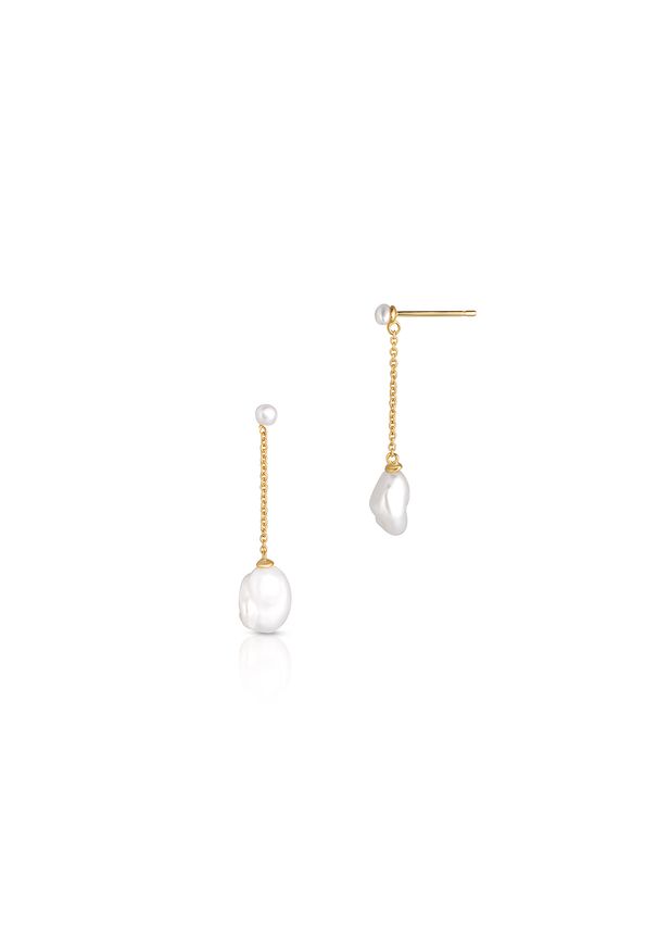 W.KRUK - Kolczyki srebrne pozłacane z perłami. Materiał: pozłacane, srebrne. Kolor: srebrny. Wzór: ażurowy, aplikacja. Kamień szlachetny: perła