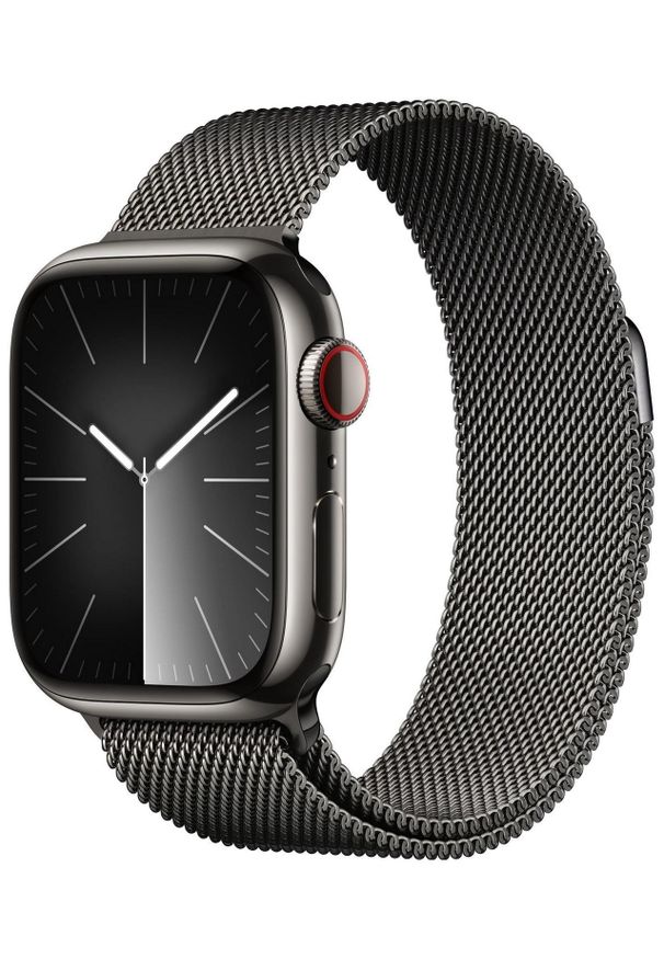 APPLE - Smartwatch Apple Watch 9 GPS+Cellular 45mm stalowy Mocny Grafit | Mocny Grafit bransoleta mediolańska. Rodzaj zegarka: smartwatch. Kolor: szary. Materiał: materiał