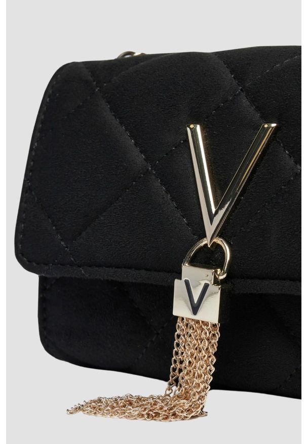 Valentino by Mario Valentino - VALENTINO Czarna damska torebka Charlotte Flap Bag. Kolor: czarny. Materiał: skórzane, zamszowe