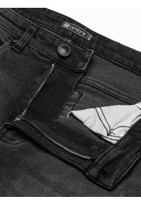 Ombre Clothing - Spodnie męskie jeansowe z dziurami SLIM FIT P1025 - czarne - XXL. Kolor: czarny. Materiał: jeans. Styl: młodzieżowy #6