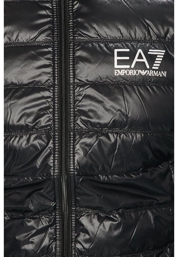 EA7 Emporio Armani Kurtka puchowa kolor czarny przejściowa. Okazja: na co dzień. Kolor: czarny. Materiał: puch. Styl: casual