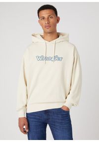 Wrangler - WRANGLER GRAPHIC HOODIE MĘSKA BLUZA LOGO NADRUK TURTLEDOVE W674I3C23. Wzór: nadruk