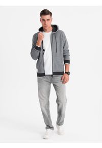 Ombre Clothing - Męska bluza dresowa z kapturem o delikatnej strukturze – czarna V1 OM-SSZP-0191 - XXL. Okazja: na co dzień. Typ kołnierza: kaptur. Kolor: czarny. Materiał: dresówka. Styl: sportowy, casual #7