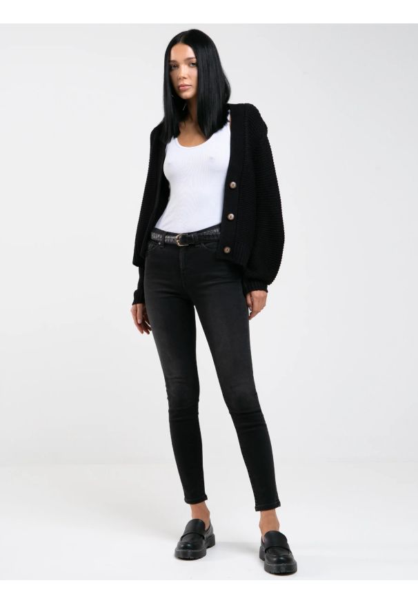 Big-Star - Jeansy damskie skinny z przetarciami czarne Adela 961. Kolor: czarny