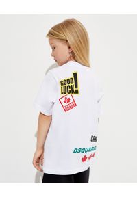 DSQUARED2 KIDS - Biała koszulka z kolorowymi nadrukami 4-12 lat. Kolor: biały. Materiał: bawełna. Wzór: kolorowy, nadruk. Sezon: lato. Styl: klasyczny #3