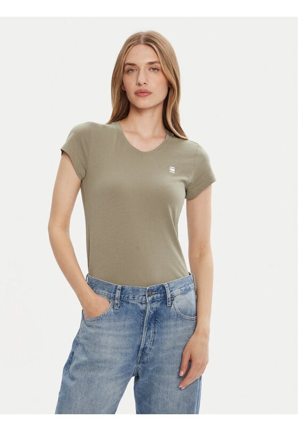G-Star RAW - G-Star Raw T-Shirt Eyben D24533-4107 Zielony Slim Fit. Kolor: zielony. Materiał: bawełna