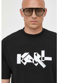 Karl Lagerfeld t-shirt męski kolor czarny z nadrukiem. Kolor: czarny. Materiał: materiał, dzianina. Wzór: nadruk #2