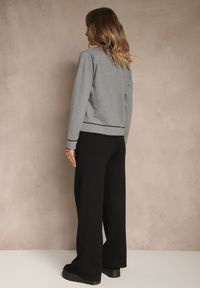 Renee - Szary Komplet z Dzianiny Spodnie Wide Leg i Retro Kardigan Giosila. Kolekcja: plus size. Kolor: szary. Materiał: dzianina