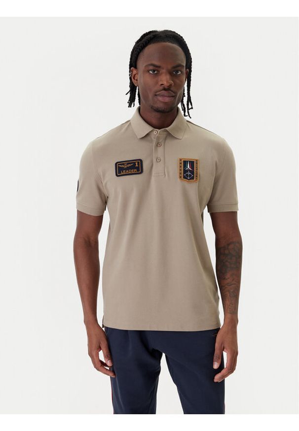 Aeronautica Militare Polo 261PO1927UP00191 Beżowy Regular Fit. Typ kołnierza: polo. Kolor: beżowy. Materiał: bawełna