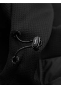 Ombre Clothing - Kurtka lekka męska z łączonych materiałów z kapturem i ozdobnym pikowaniem – czarna V5. Okazja: na co dzień. Typ kołnierza: kaptur. Kolor: czarny. Materiał: materiał. Wzór: aplikacja. Styl: casual #11
