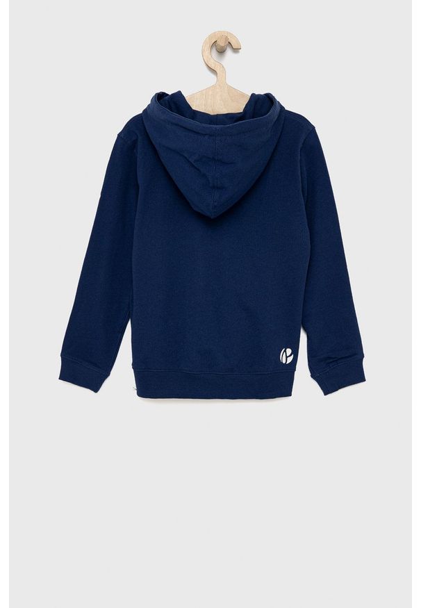 Pepe Jeans bluza bawełniana dziecięca kolor granatowy z kapturem z nadrukiem. Okazja: na co dzień. Typ kołnierza: kaptur. Kolor: niebieski. Materiał: bawełna. Wzór: nadruk. Styl: casual