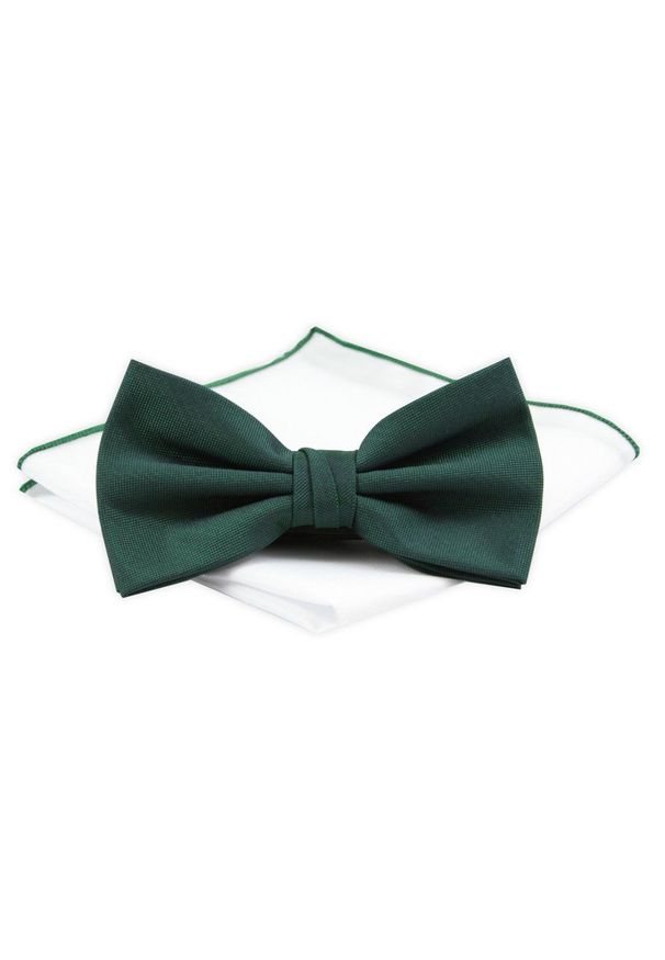 ZESTAW - Mucha z Poszetką Chattier - Zieleń Butelkowa. Styl: sportowy, elegancki