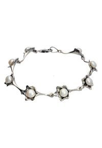 Polcarat Design - Bransoletka srebrna z perłami L 1557 perła. Materiał: srebrne. Kolor: srebrny. Wzór: aplikacja. Kamień szlachetny: perła