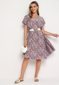 Born2be - Fioletowa Wiskozowa Sukienka Rozkloszowana we Wzór Paisley Mastis. Kolor: fioletowy. Materiał: wiskoza. Wzór: paisley #3