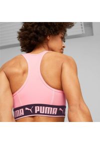Stanik fitness cardio PUMA Mid Impact Puma Strong PM. Kolor: różowy. Materiał: poliester, materiał. Sport: fitness