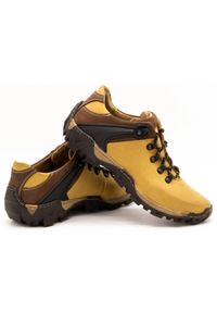 KENT Męskie buty trekkingowe 116 żółte. Okazja: na co dzień. Zapięcie: pasek. Kolor: żółty. Materiał: jeans, skóra. Wzór: paski. Sezon: wiosna, jesień, lato #5
