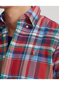 Ralph Lauren - RALPH LAUREN - Koszula w kratę Oxford Custom Fit. Kolor: czerwony. Materiał: bawełna. Wzór: haft, kolorowy #2