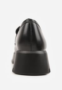 Born2be - Czarne Mokasyny na Grubej Tłoczonej Podeszwie Dorikharei. Okazja: na co dzień. Kolor: czarny. Materiał: prążkowany, jeans. Styl: casual, elegancki, klasyczny #5