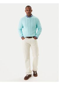 Polo Ralph Lauren Sweter 710775885547 Turkusowy Regular Fit. Typ kołnierza: polo. Kolor: turkusowy. Materiał: bawełna #7