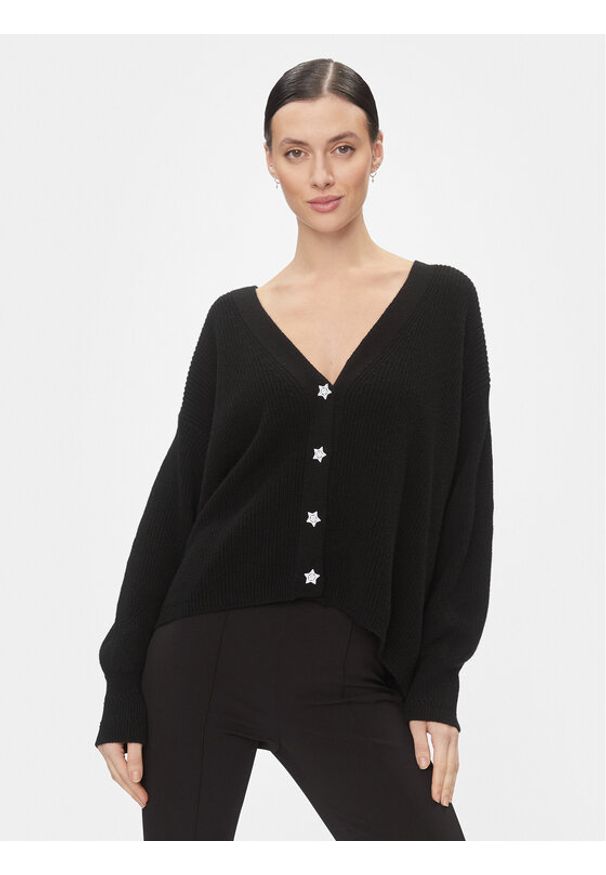 Kontatto Kardigan 3M1216 Czarny Relaxed Fit. Kolor: czarny. Materiał: syntetyk
