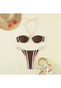 Intica - Bikini na szyję z regulowanymi zapięciami plażowe Corene. Kolor: brązowy. Materiał: materiał #1