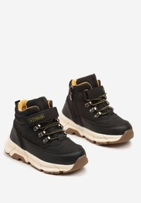 Born2be - Czarne Sznurowane Płaskie Botki w Stylu Traperów z Ociepleniem Pinnatia. Okazja: na co dzień, na spacer. Zapięcie: sznurówki. Kolor: czarny. Materiał: jeans. Wzór: kolorowy. Sezon: zima. Styl: casual, elegancki #3