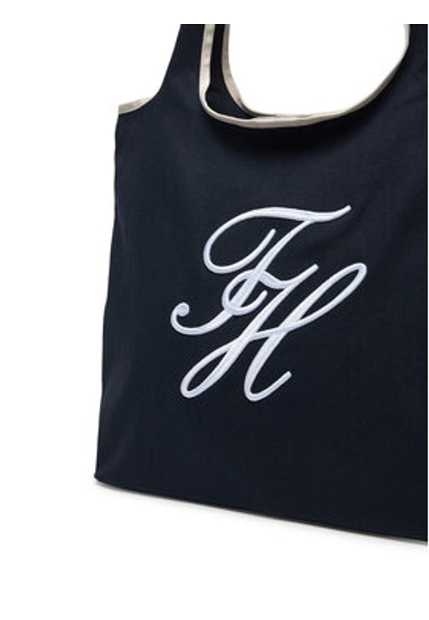 TOMMY HILFIGER - Tommy Hilfiger Torebka Th Summer Tote Canvas AW0AW18398 Granatowy. Kolor: niebieski