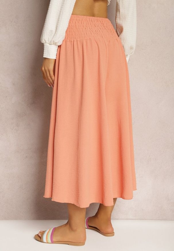 Renee - Pomarańczowe Spodnie Szerokie Luźne High Waist Inestria. Stan: podwyższony. Kolor: pomarańczowy