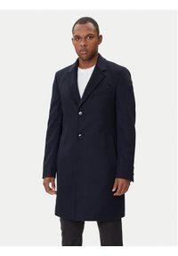 BOSS Płaszcz wełniany Hyde 50549187 Granatowy Slim Fit. Kolor: niebieski. Materiał: wełna