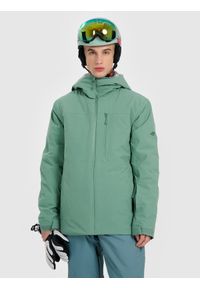 4f - 4F Kurtka narciarska membrana 15000 męska - zielona 3XL. Kolor: oliwkowy, brązowy, wielokolorowy. Materiał: materiał. Sezon: zima #1