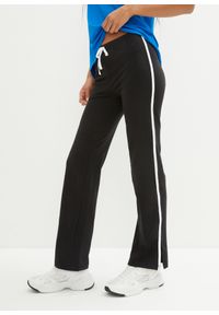 bonprix - Spodnie shirtowe ze stretchem (2 pary), prosty fason. Okazja: na co dzień. Kolor: czarny. Styl: casual #1