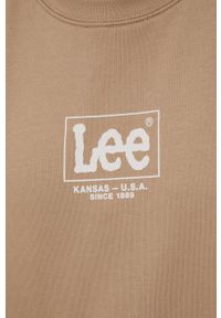 Lee bluza bawełniana męska kolor brązowy z nadrukiem. Kolor: brązowy. Materiał: bawełna. Wzór: nadruk