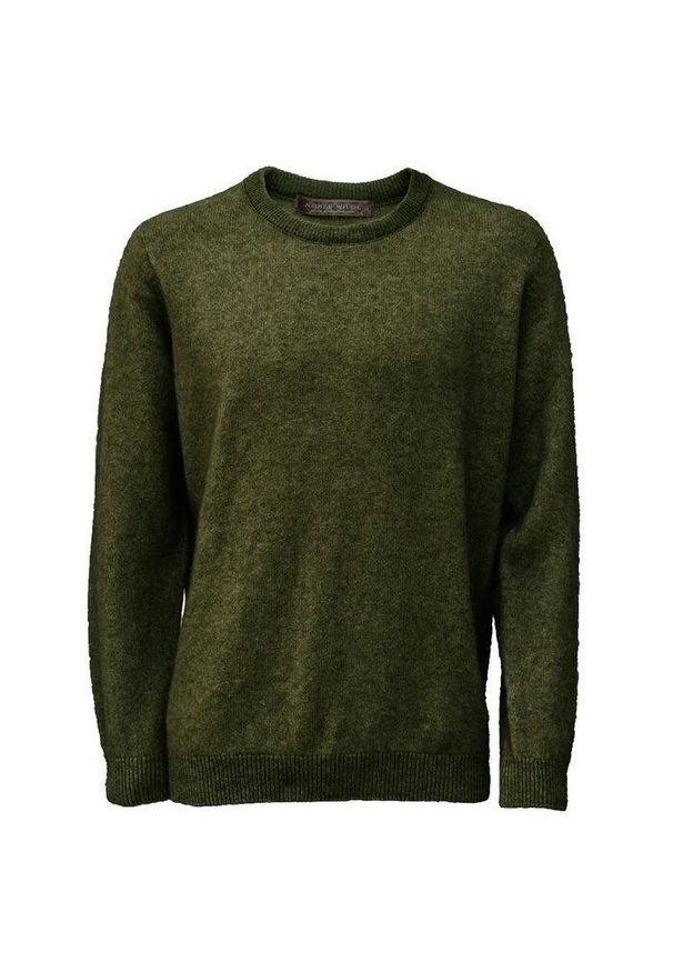 WEFT - Wełniany sweter outdoorowy męski Possum Merino Cambridge Crewneck. Kolor: zielony. Materiał: wełna