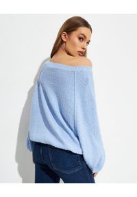 FREE PEOPLE - Niebieski sweter Find My Friend. Kolor: niebieski. Materiał: dzianina, prążkowany, bawełna. Długość: długie